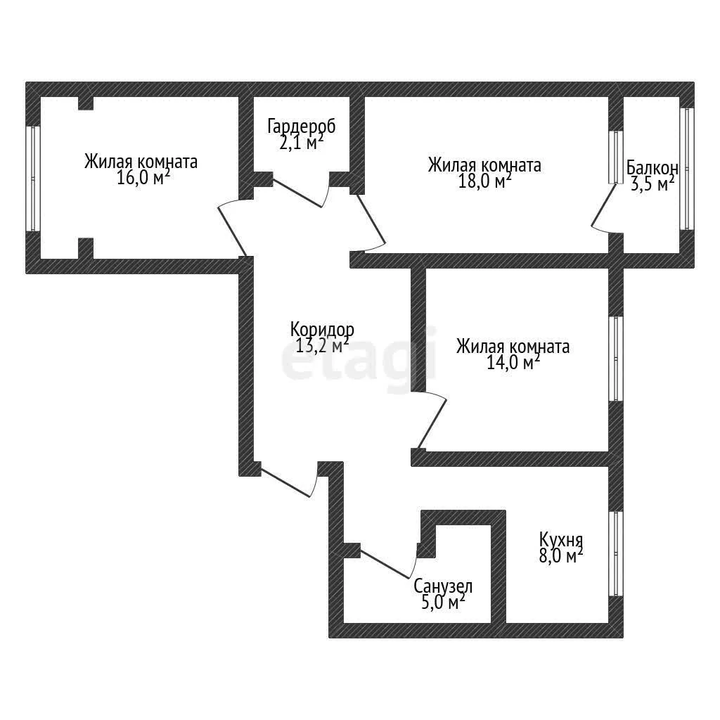 3-к квартира, 76.3м² (проспект Чекистов, 5) - миниатюра 43