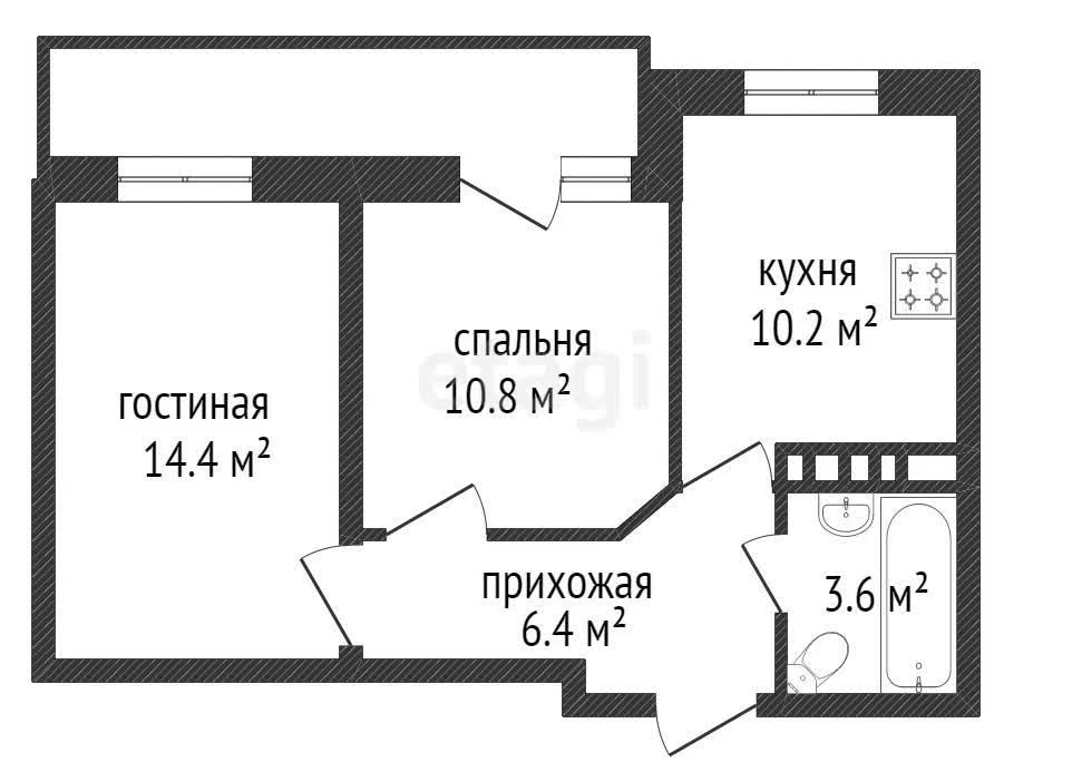 2-к квартира, 47.9м² (улица имени В.М. Комарова, 21/1к9) - миниатюра 17