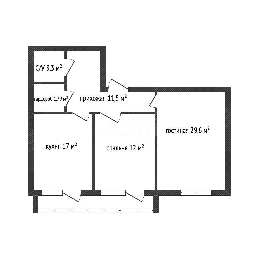 2-к квартира, 76м² (улица имени Сергея Есенина, 110/2) - миниатюра 17
