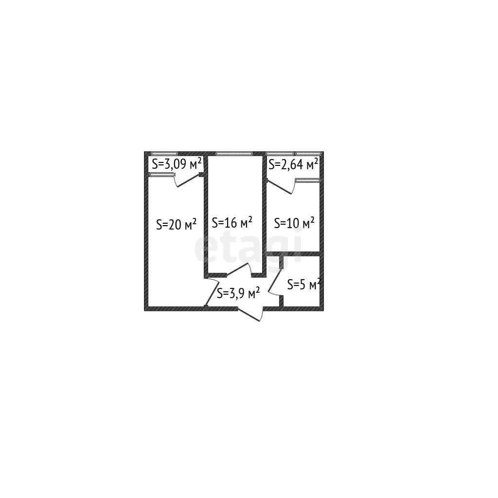 2-к квартира, 60м² (улица Григория Пономаренко, 43) - миниатюра 7