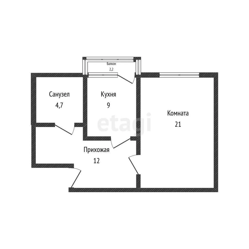 1-к квартира, 46.3м² (Колхозная улица, 17) - миниатюра 14
