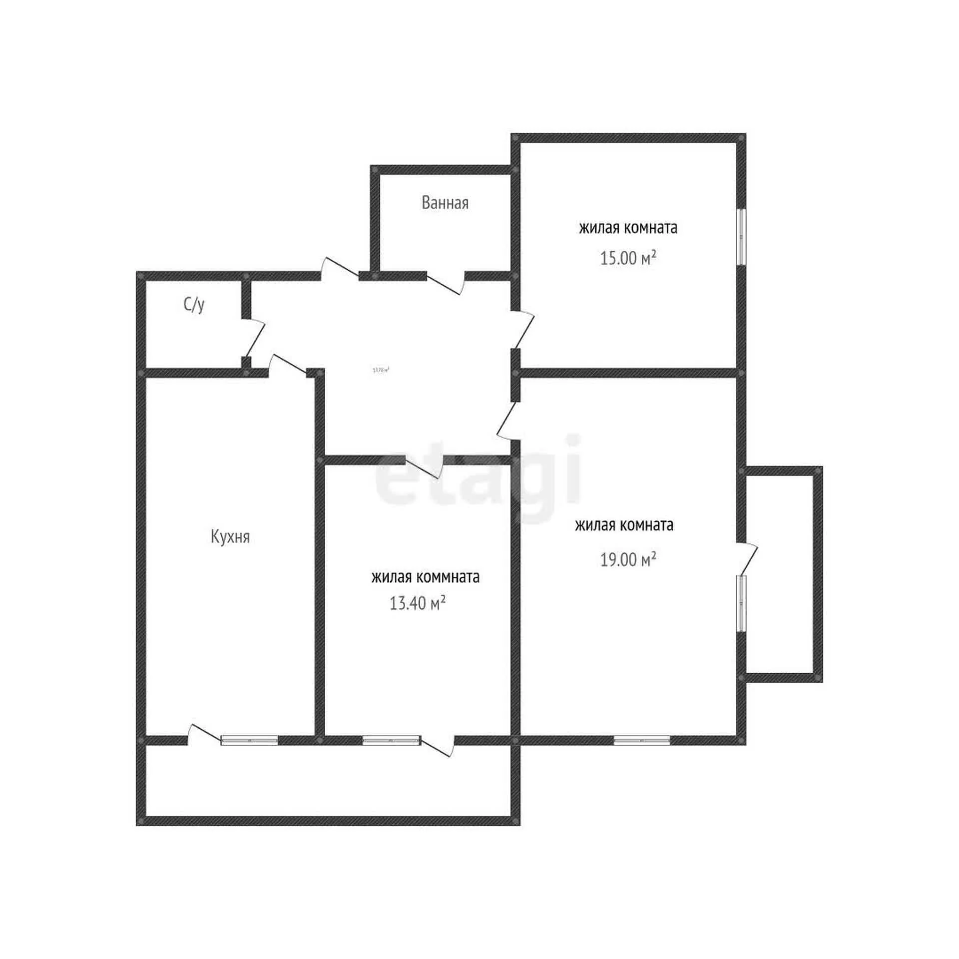 3-к квартира, 77.9м² (улица Автолюбителей, 1/7к3) - миниатюра 32