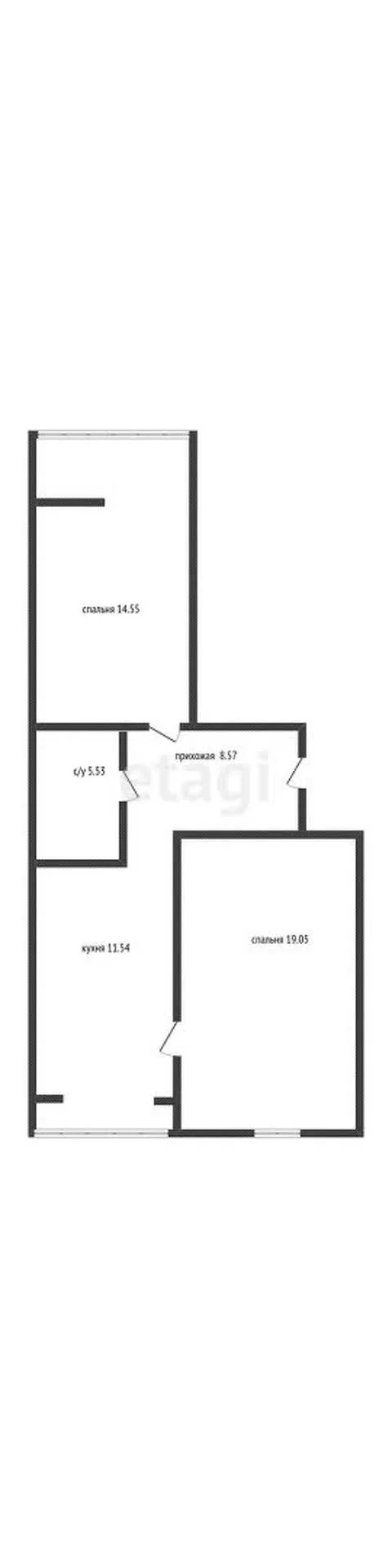 2-к квартира, 59.1м² (улица Петра Метальникова, 3/1к1) - миниатюра 9
