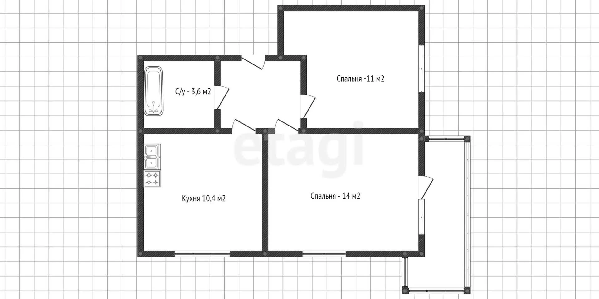 2-к квартира, 45.3м² (Конгрессная улица, 41к1) - миниатюра 45
