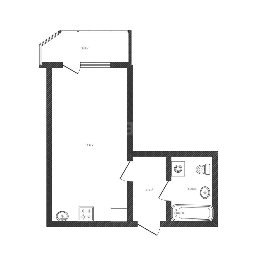 Студия, 25.3м² (улица Генерал-лейтенанта Александра Сапрунова, 15) - миниатюра 10