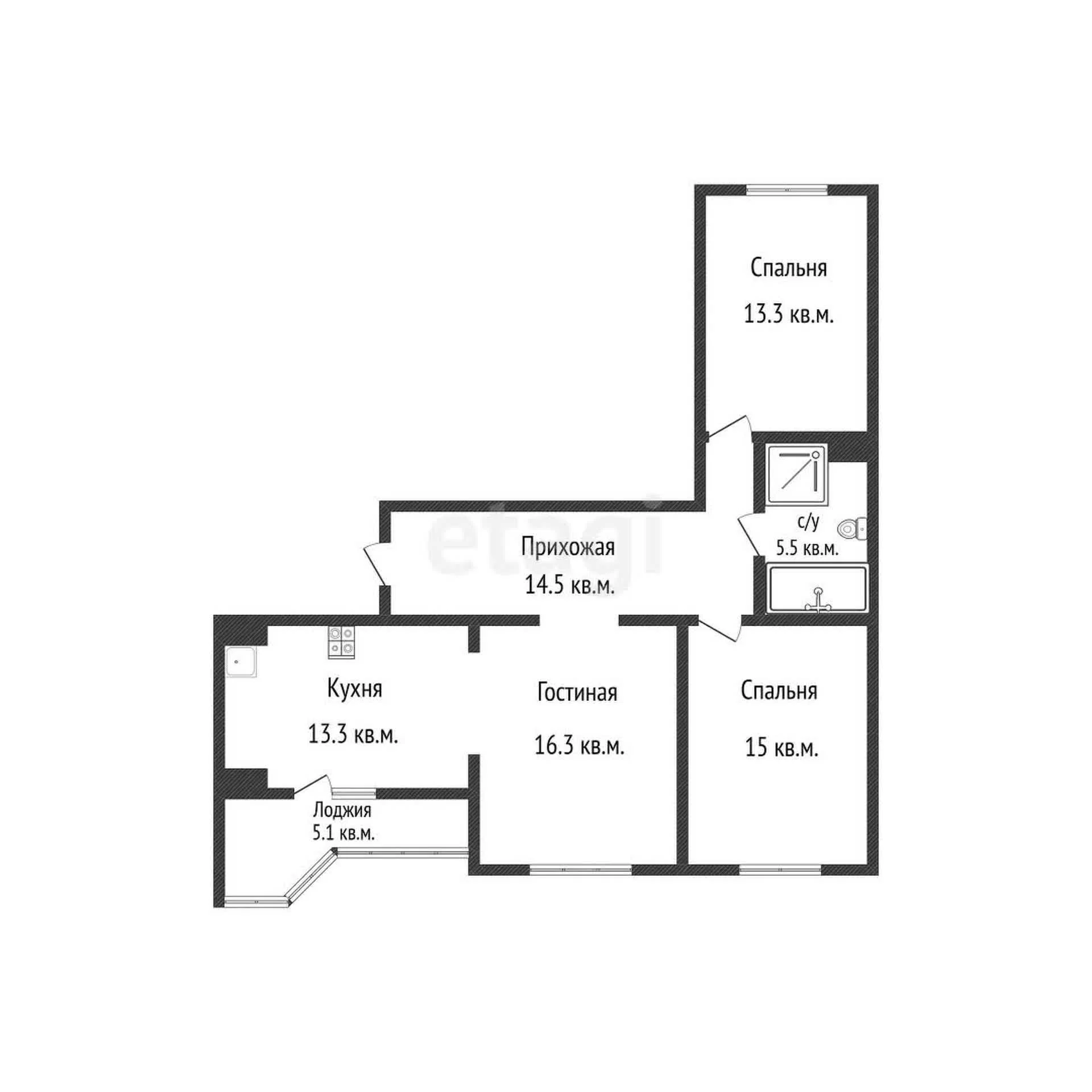 3-к квартира, 77.9м² (Российская улица, 72/5) - миниатюра 27