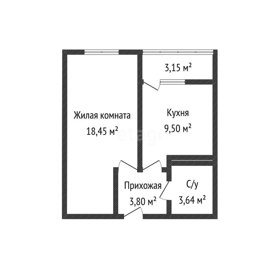 1-к квартира, 35.5м² (Заполярная улица, 39к9) - миниатюра 2