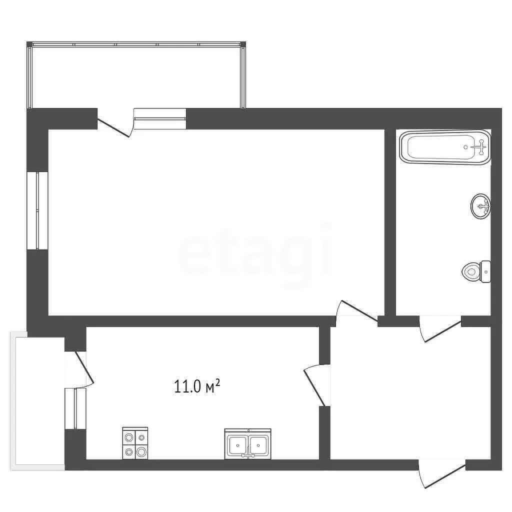 1-к квартира, 35.9м² (улица Западный Обход, 65к1) - миниатюра 2