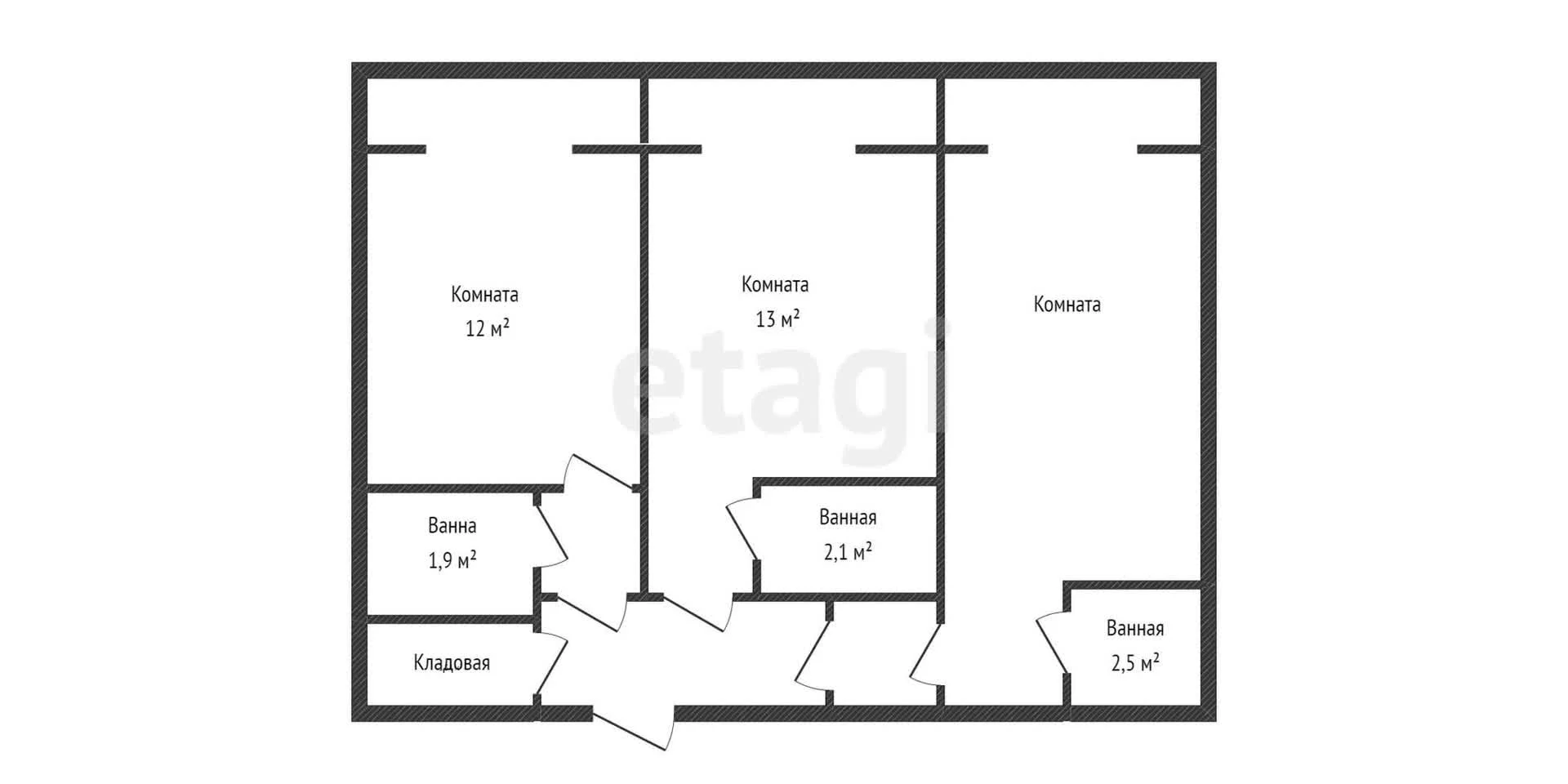2-к квартира, 60.2м² (улица имени Мусоргского М.П., 1) - миниатюра 34