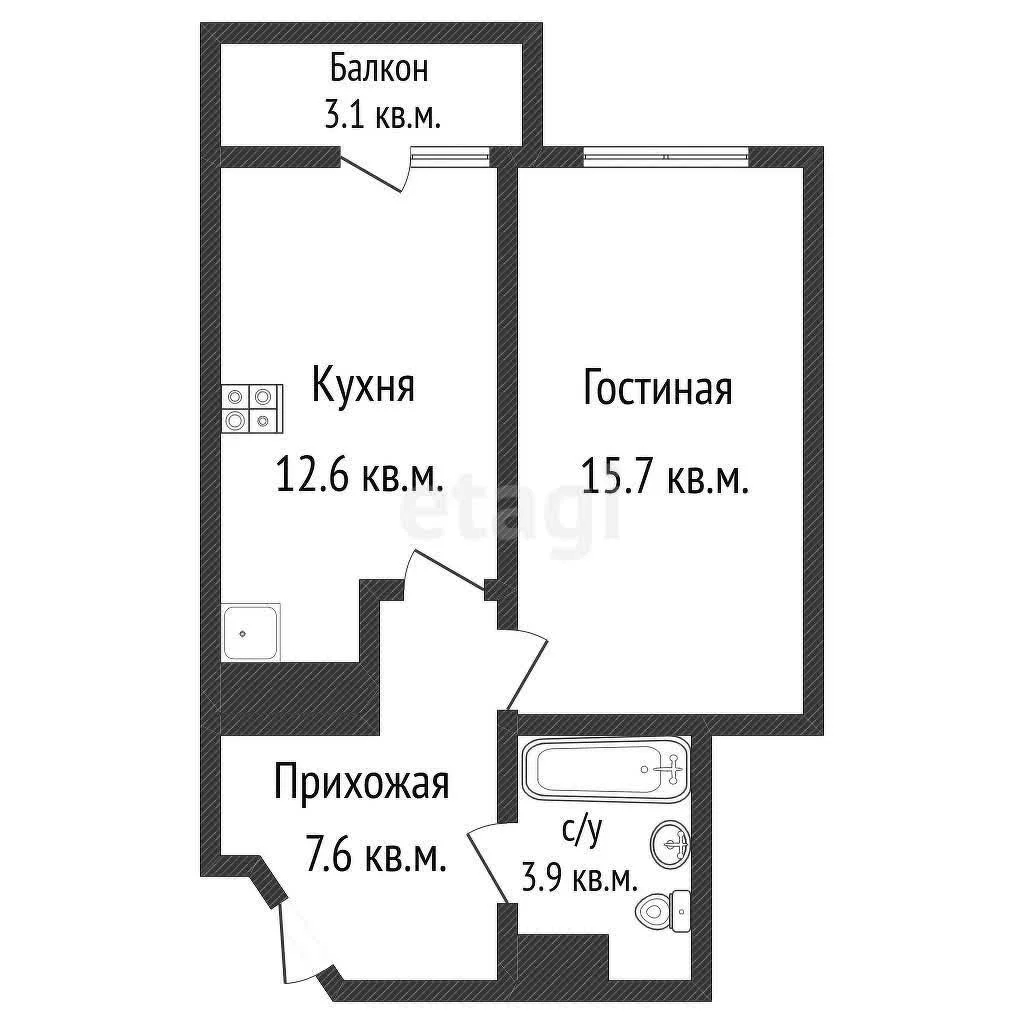 1-к квартира, 39.8м² (Домбайская улица, 55к5) - миниатюра 7