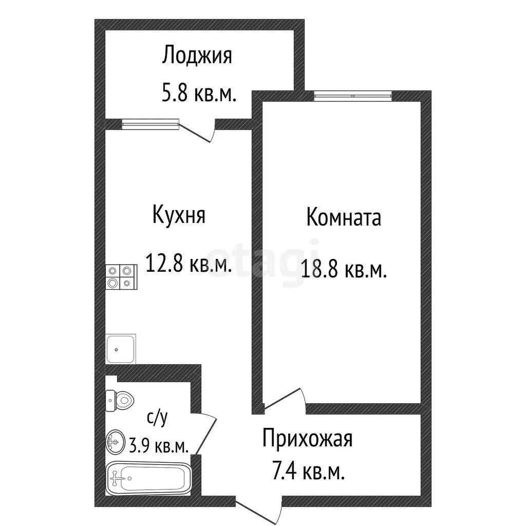 1-к квартира, 42.9м² (Душистая улица, 77) - миниатюра 20