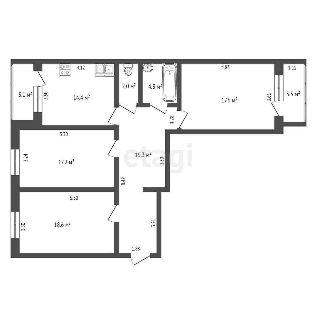 3-к квартира, 93.3м² (Черкасская улица, 127) - миниатюра 15