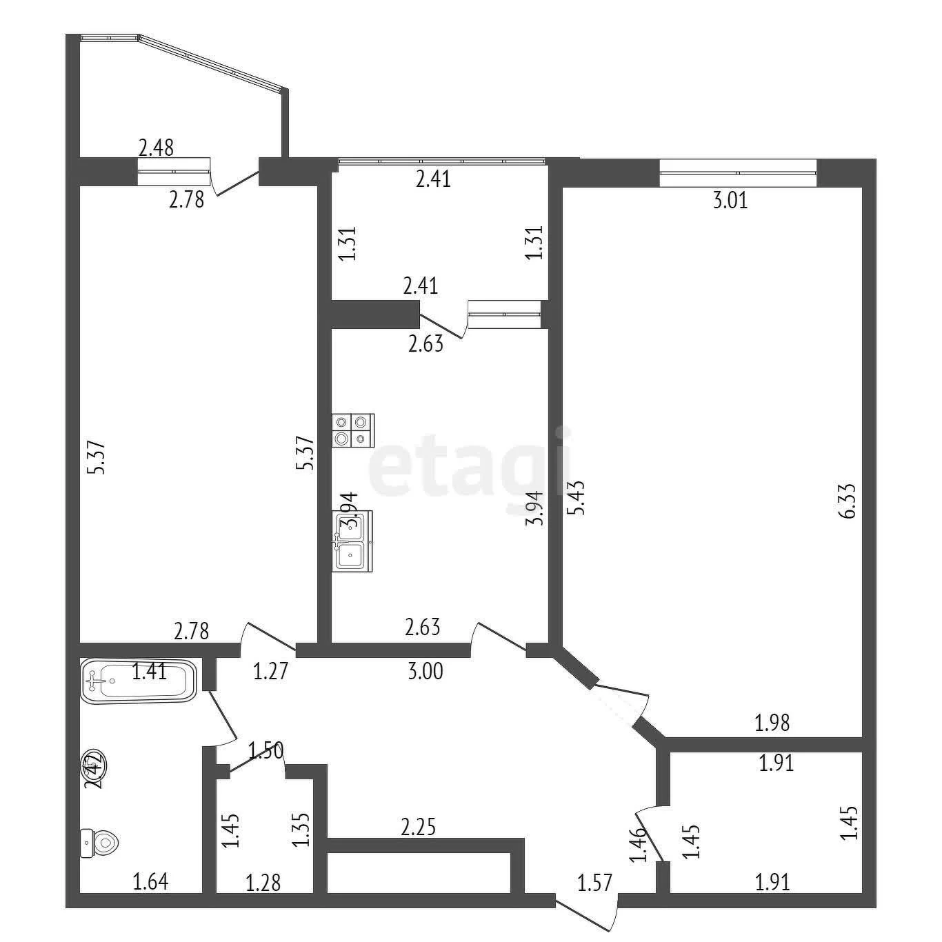 2-к квартира, 60.5м² (Красная улица, 176/1) - миниатюра 23