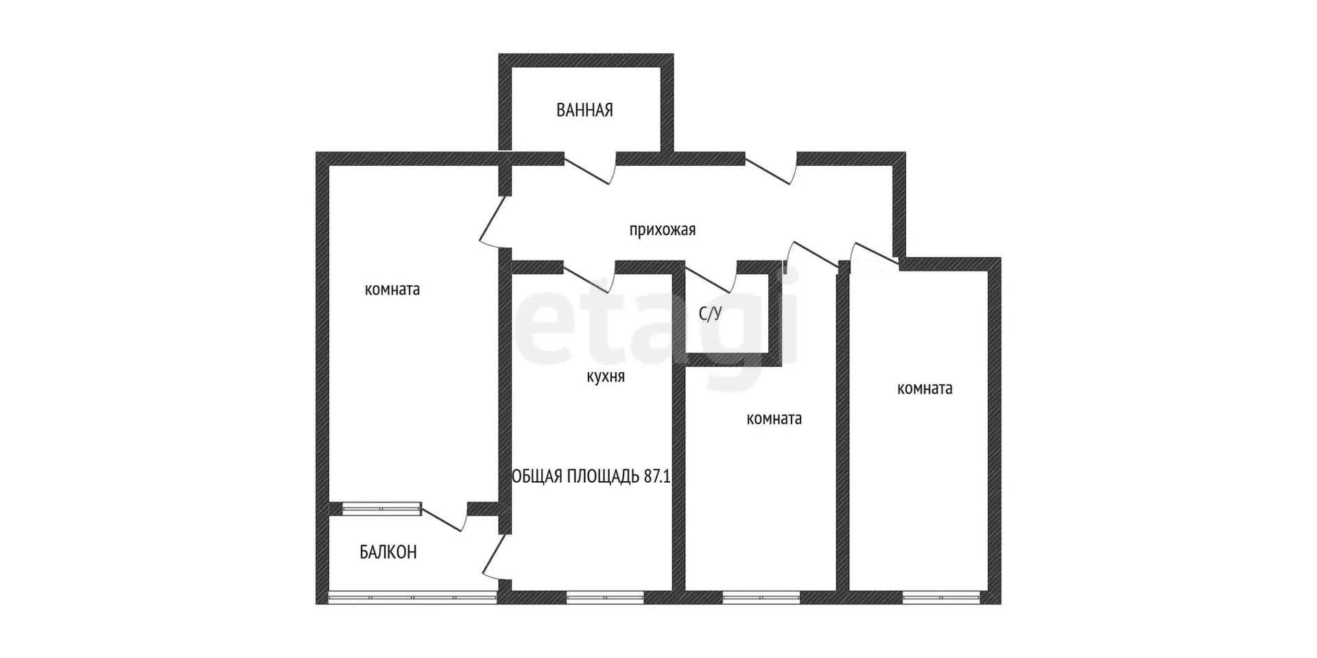 3-к квартира, 87.1м² (улица Селезнёва, 4/15к2) - миниатюра 26