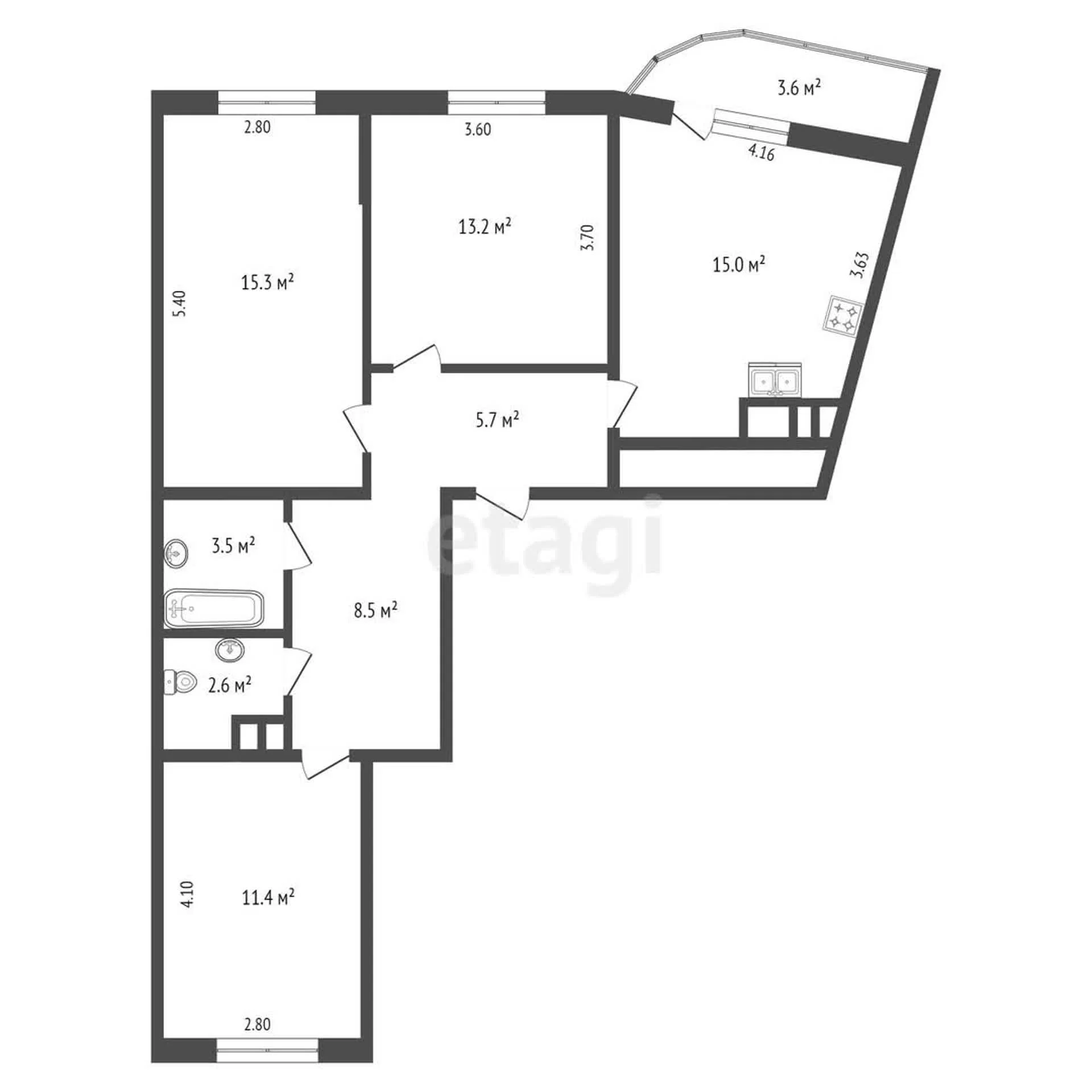 3-к квартира, 76.8м² (Воронежская улица, 47/11) - миниатюра 18