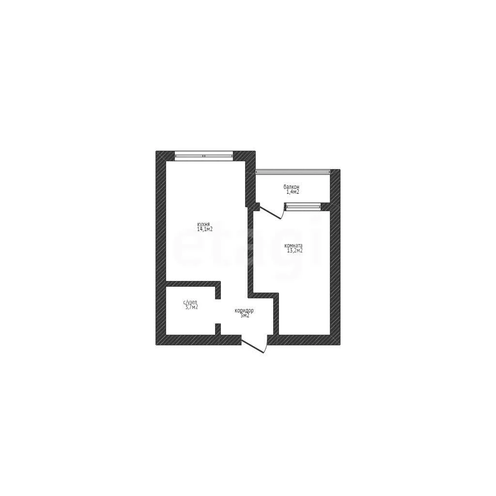 1-к квартира, 34м² (улица имени Владимира Жириновского, 1к1)