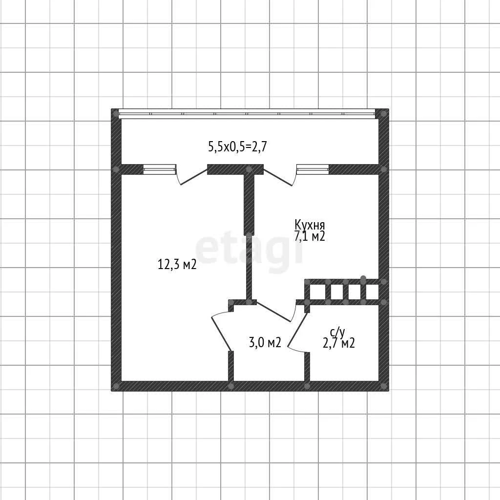 1-к квартира, 27.7м² (улица Западный Обход, 45к5) - миниатюра 20