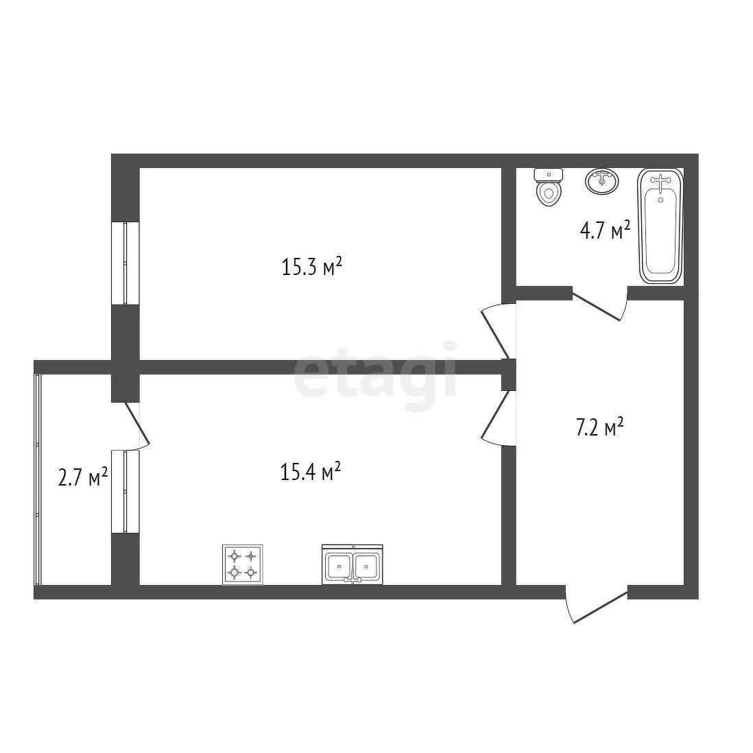 1-к квартира, 43м² (улица 50 лет Октября, 46) - миниатюра 11