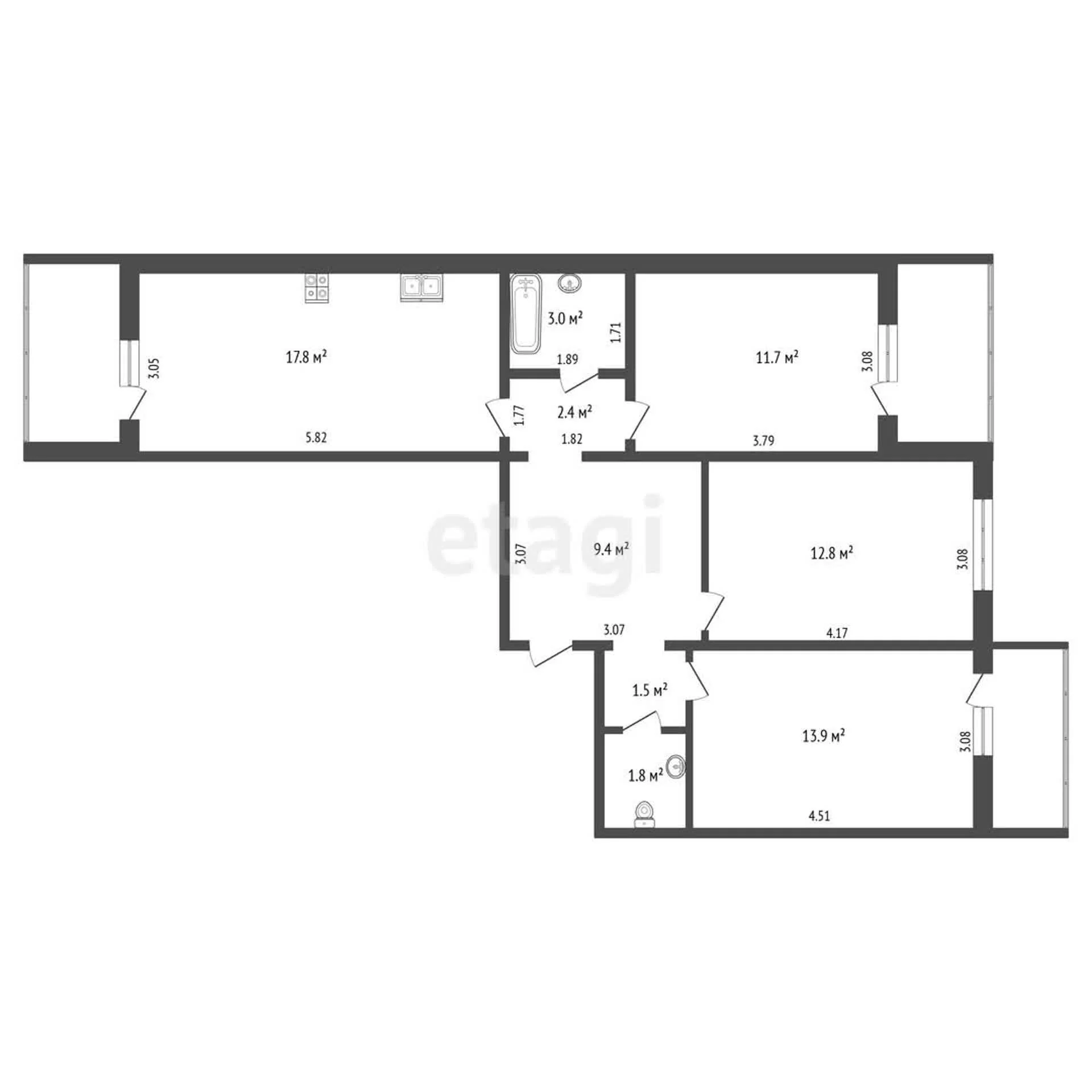3-к квартира, 74м² (Ставропольская улица, 107/10) - миниатюра 12