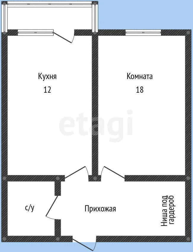 1-к квартира, 35.3м² (Питерская улица, 40) - миниатюра 14