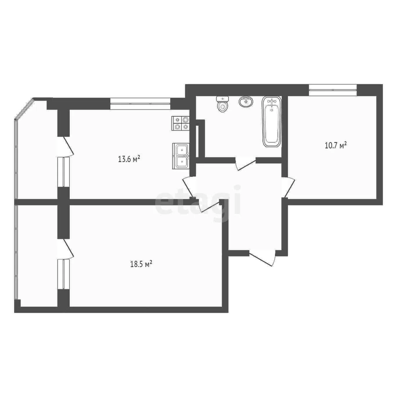 2-к квартира, 61.9м² (улица имени В.Н. Мачуги, 166/1) - миниатюра 39