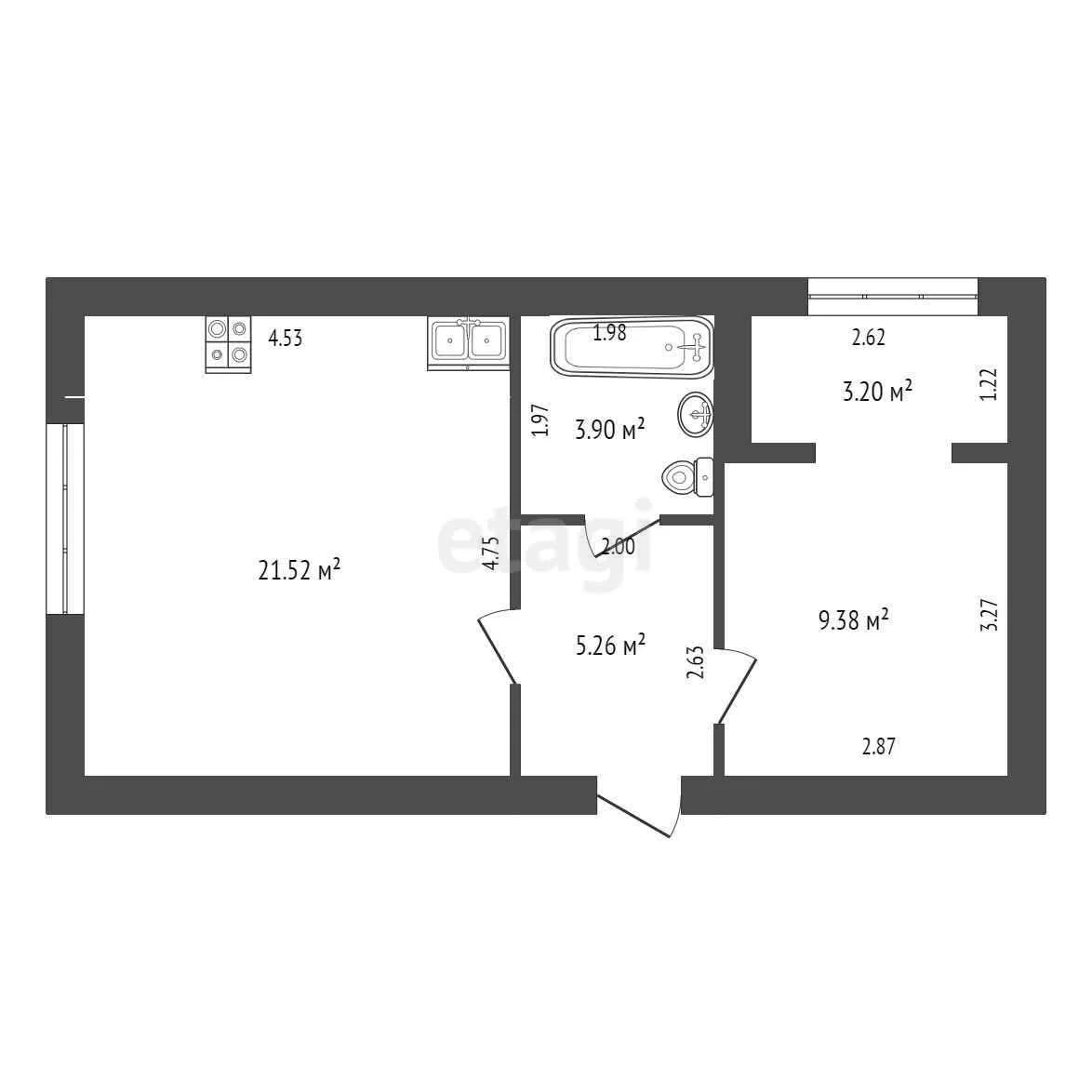 1-к квартира, 43.3м² (улица 1 Мая, 114) - миниатюра 20