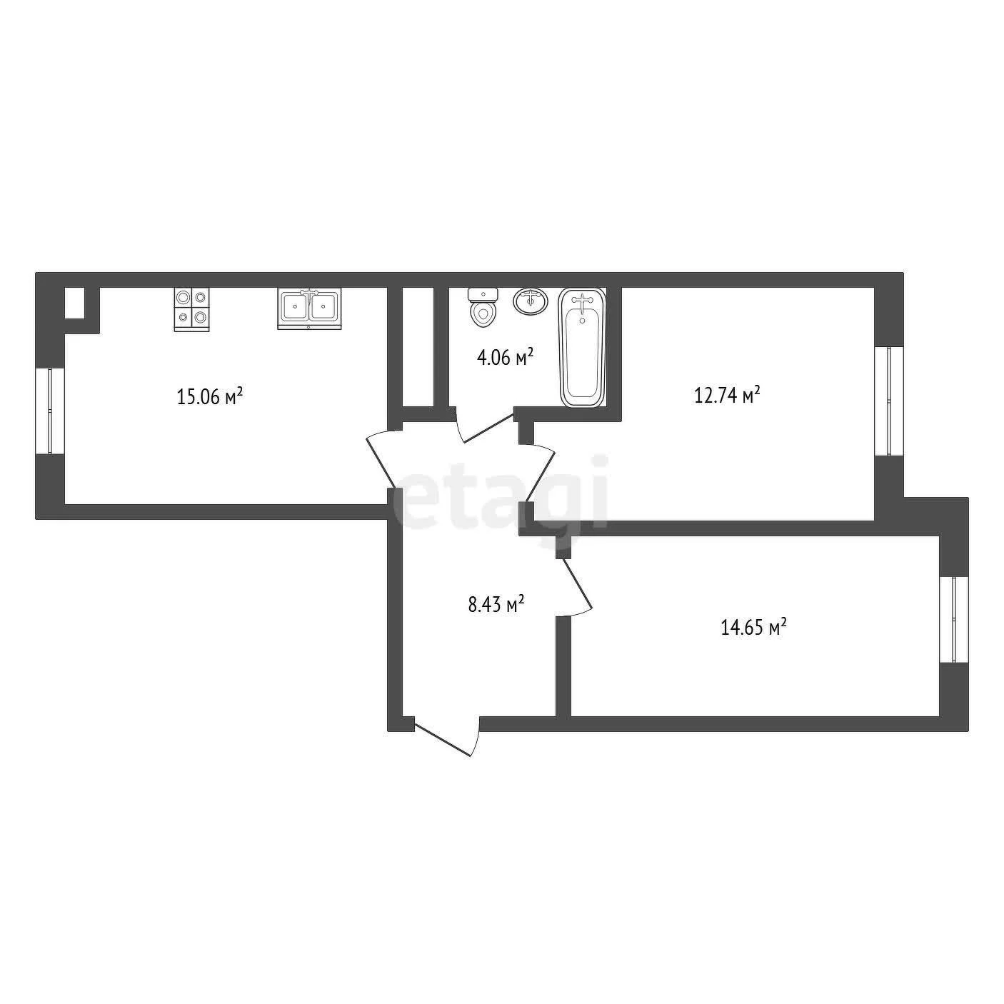 2-к квартира, 48.7м² (Песочная улица, 1к5) - миниатюра 20