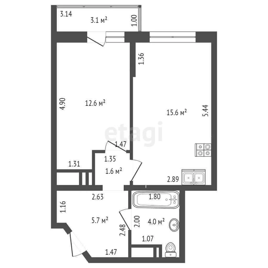 1-к квартира, 39.5м² (Домбайская улица, 55) - миниатюра 8