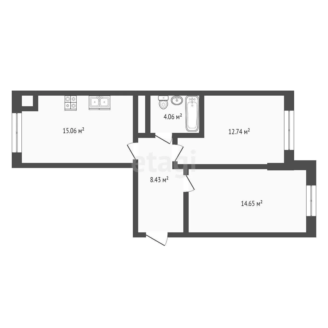 2-к квартира, 55.1м² (Береговая улица, 1к9) - миниатюра 10