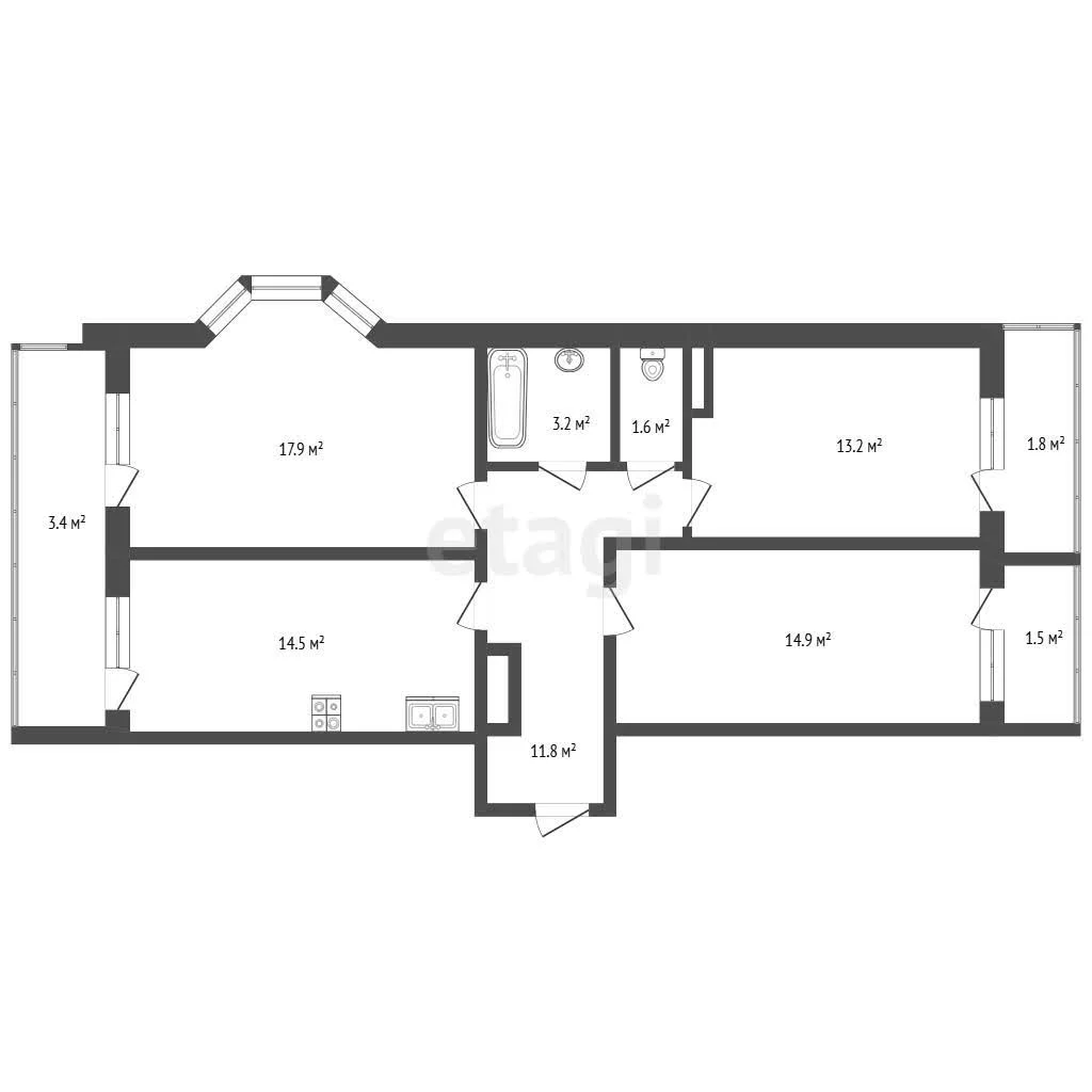 3-к квартира, 76м² (улица имени Героя Георгия Бочарникова, 4к2) - миниатюра 9