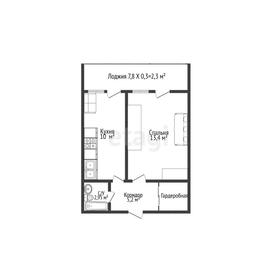 1-к квартира, 37.3м² (Российская улица, 267) - миниатюра 14