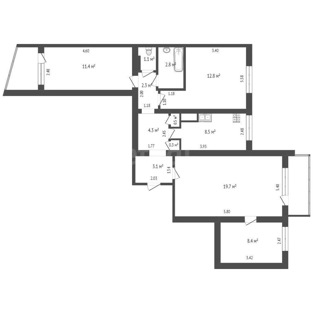 3-к квартира, 78.5м² (Симферопольская улица, 18) - миниатюра 27