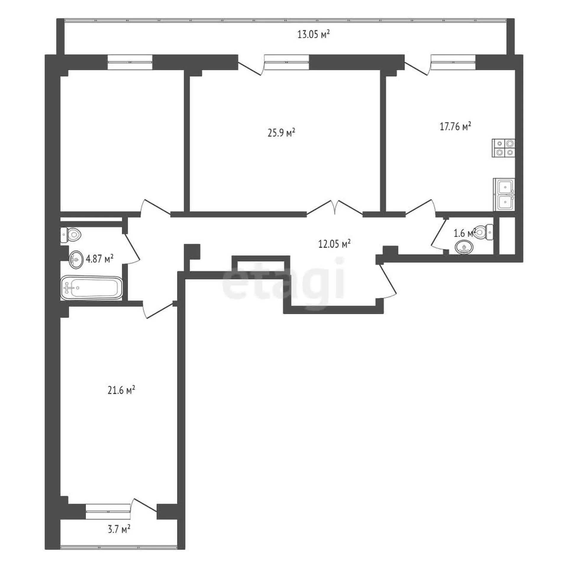 3-к квартира, 108.8м² (улица Будённого, 129) - миниатюра 50