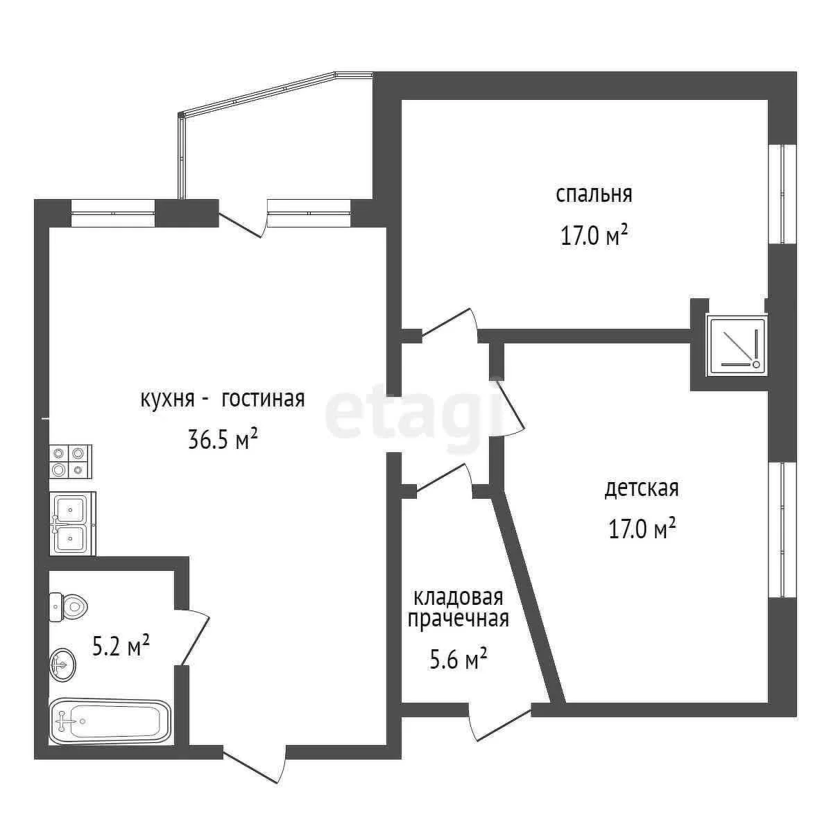 2-к квартира, 88.2м² (Заполярная улица, 52) - миниатюра 9