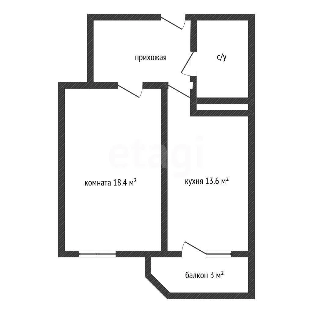 1-к квартира, 44.1м² (улица Александра Покрышкина, 2/2) - миниатюра 2