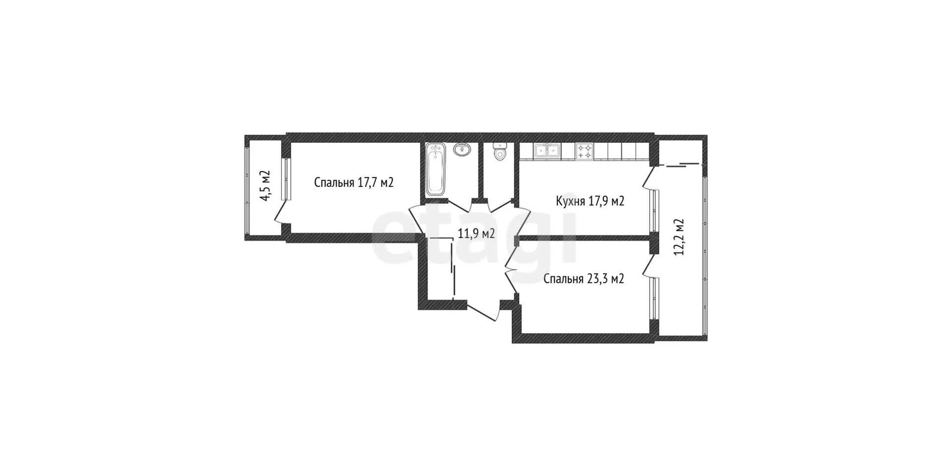 2-к квартира, 75.9м² (проспект Чекистов, 8/4) - миниатюра 24