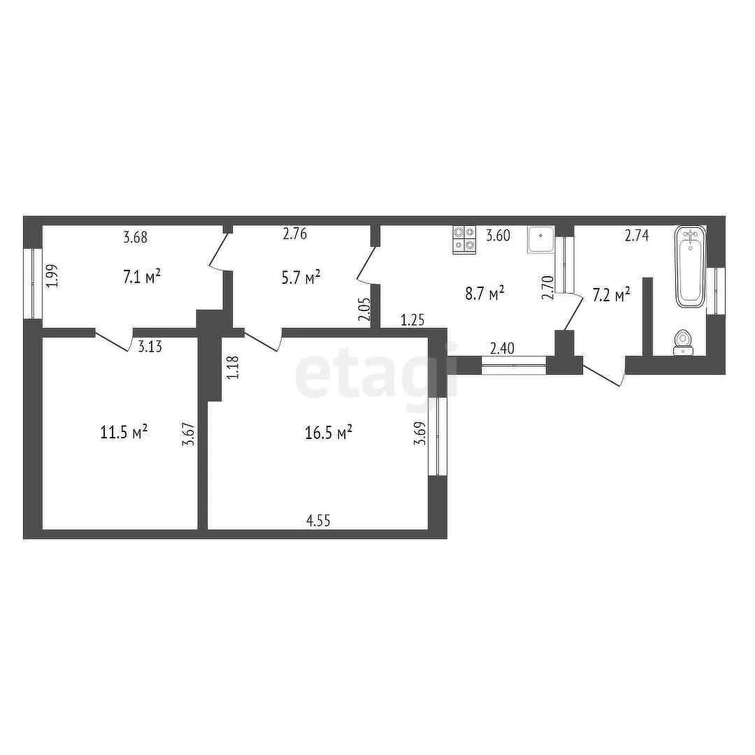 3-к квартира, 56.7м² (2-й проезд Стасова, 77) - миниатюра 25