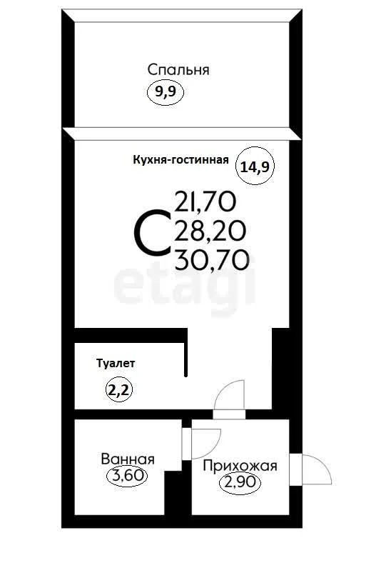 Студия, 28.3м² (улица Западный Обход, 39/2с1) - миниатюра 34