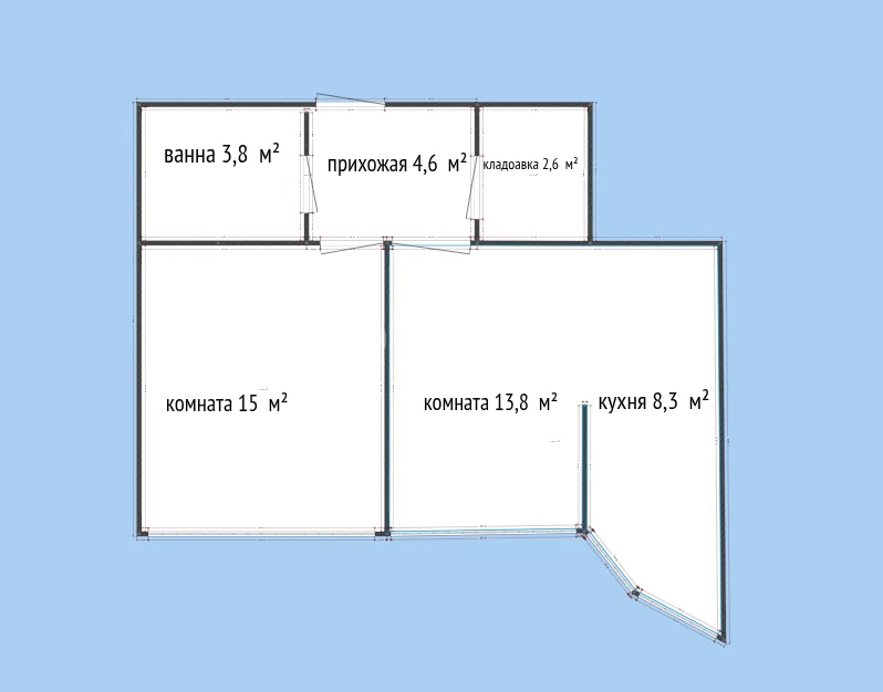2-к квартира, 48м² (улица Ивана Беличенко, 92к5) - миниатюра 7