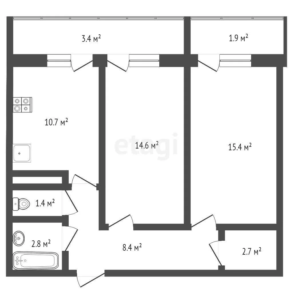 2-к квартира, 54.7м² (улица имени Героя Георгия Бочарникова, 4к2) - миниатюра 19