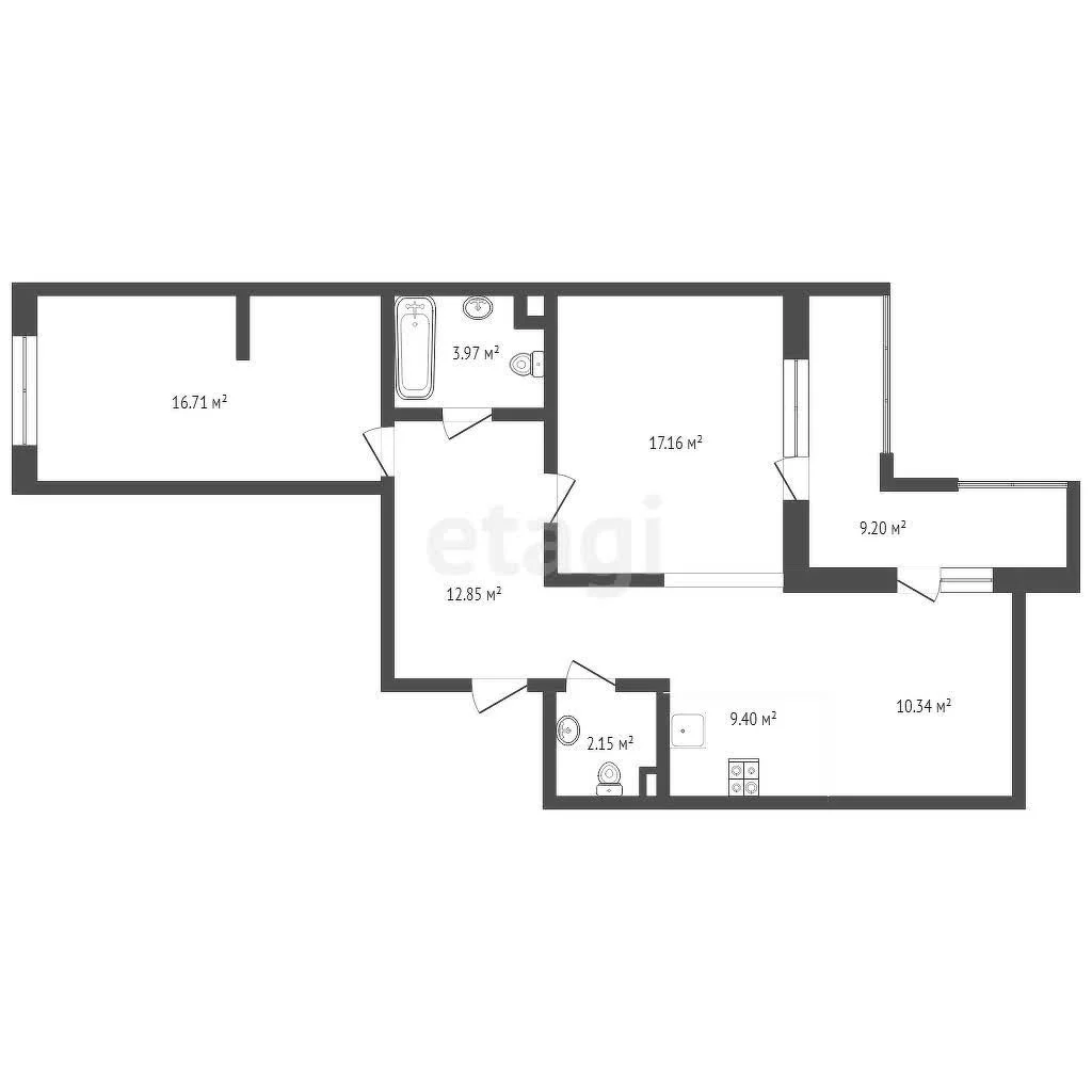 2-к квартира, 78м² (Питерская улица, 40) - миниатюра 9