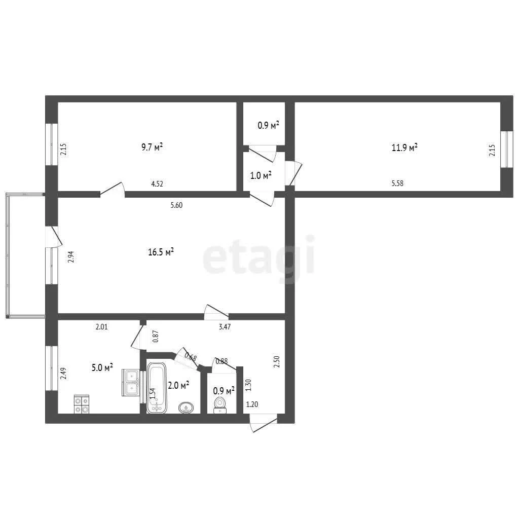 3-к квартира, 55м² (улица Суворова, 57/2) - миниатюра 20