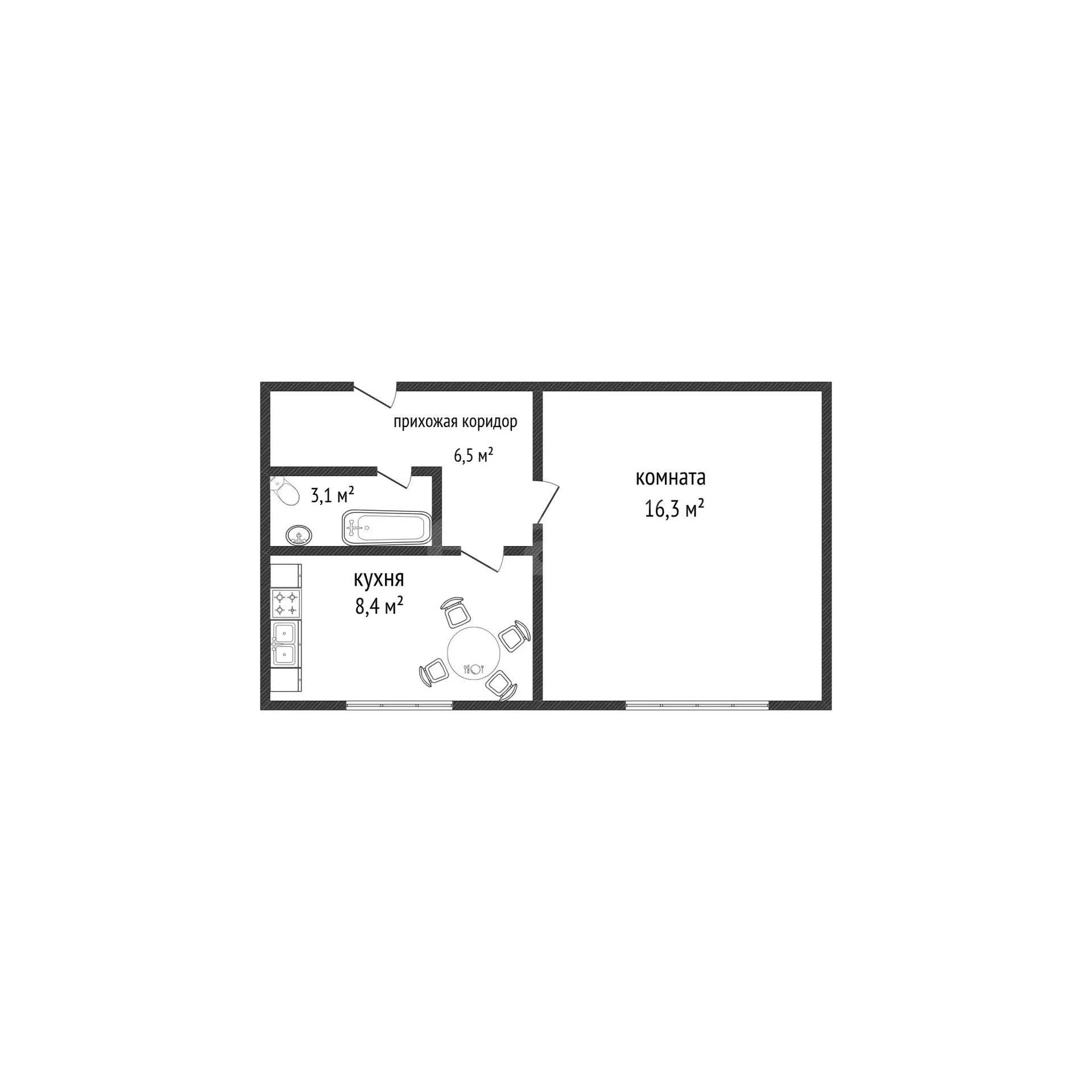 1-к квартира, 34.3м² (улица имени Толбухина, 92) - миниатюра 10