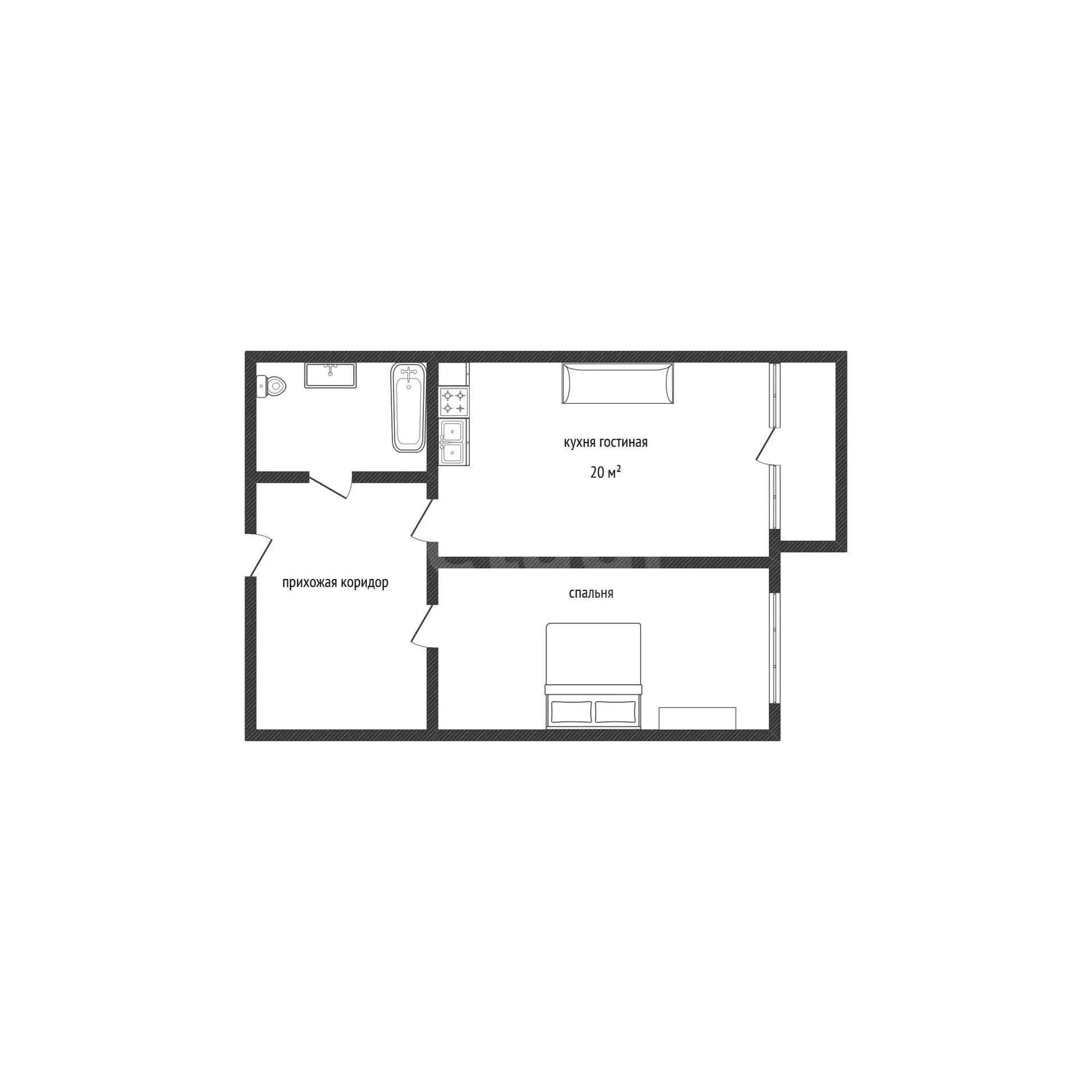 1-к квартира, 40м² (Московская улица, 137к1) - миниатюра 5