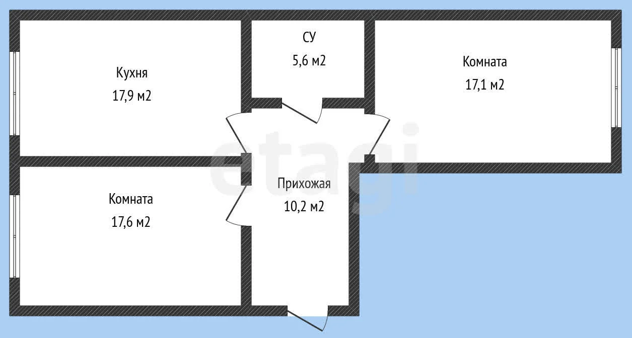 2-к квартира, 68.4м² (улица Сергея Михалёва, 2а) - миниатюра 13