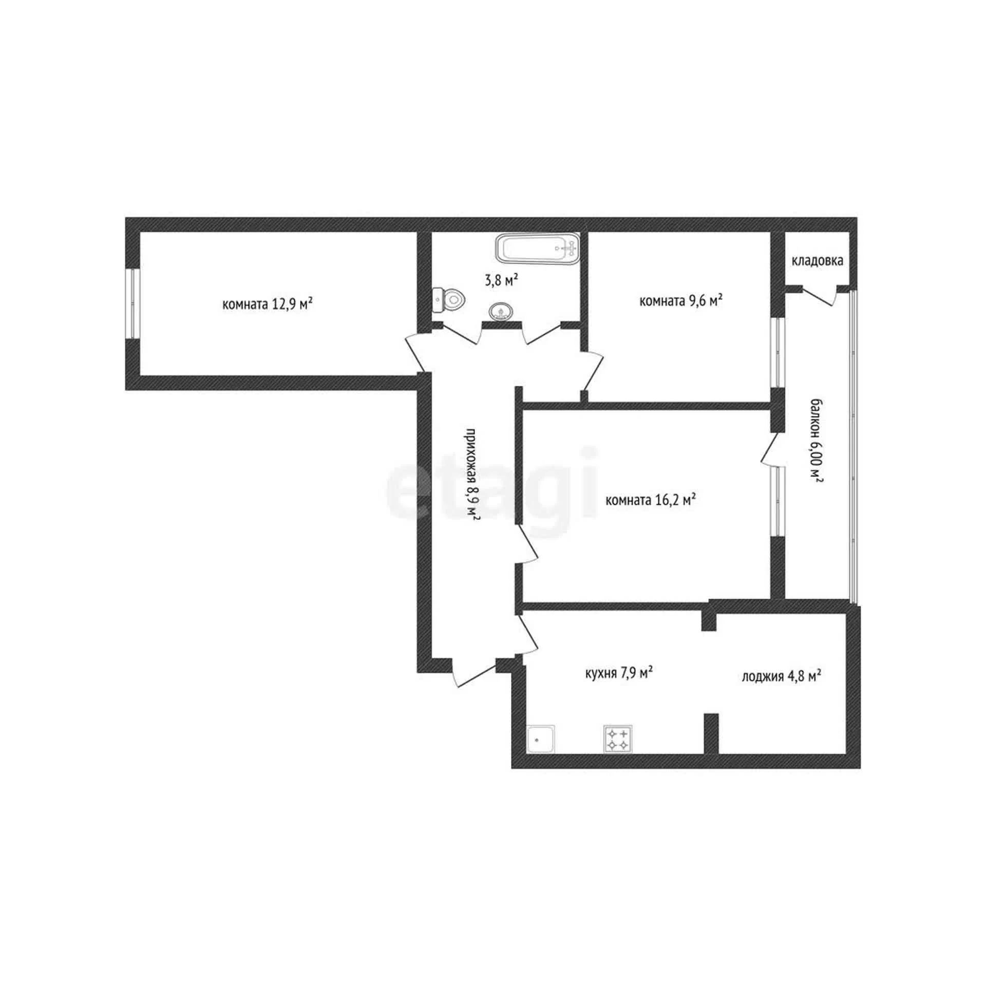 3-к квартира, 60.1м² (улица имени Жлобы, 1/1) - миниатюра 12