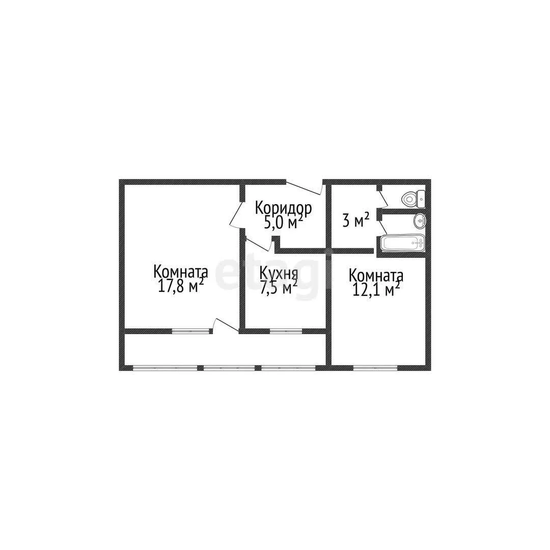 2-к квартира, 52.4м² (Коллективная улица, 43) - миниатюра 13