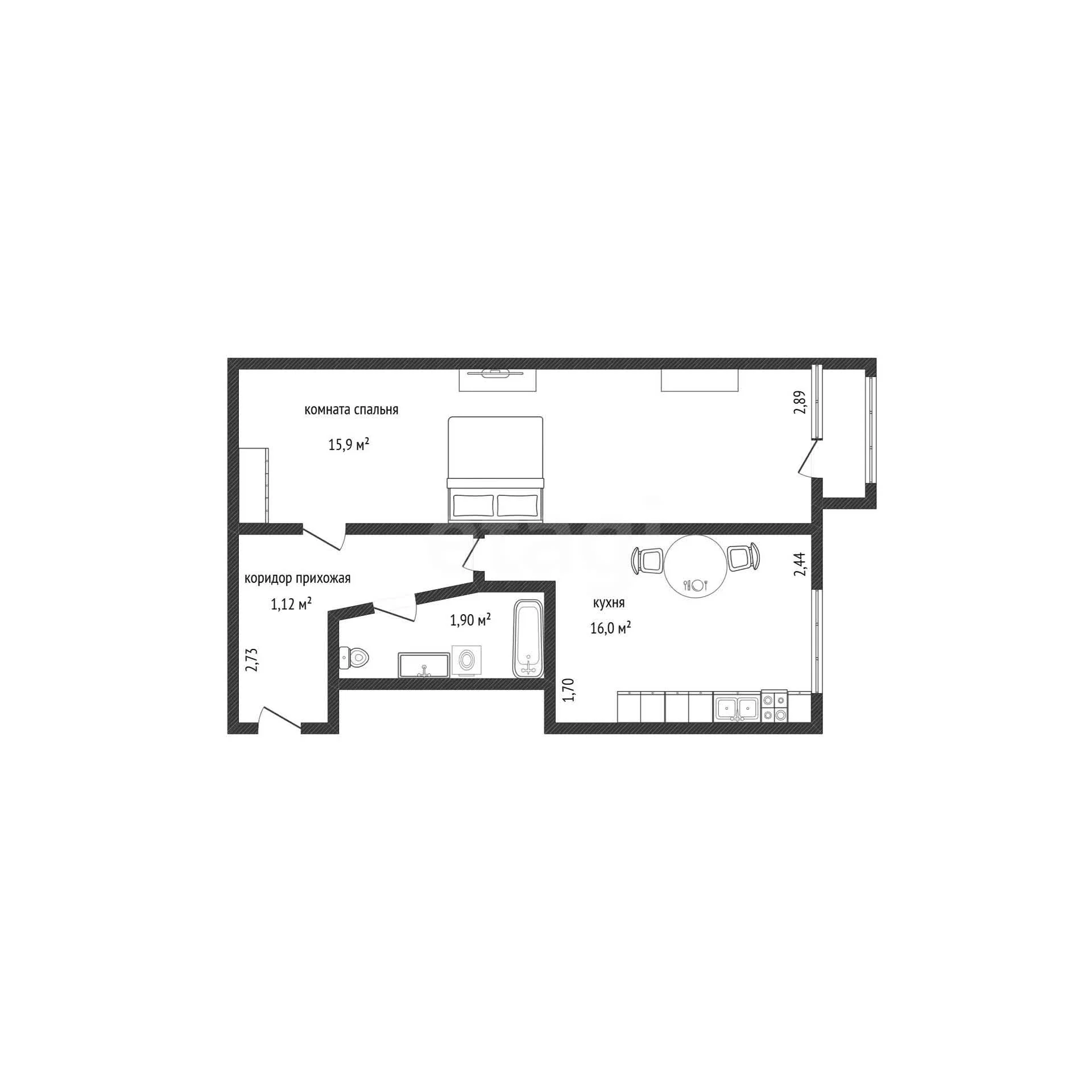1-к квартира, 32м² (Краснодарская улица, 66) - миниатюра 10
