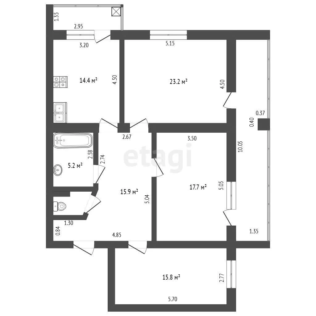 3-к квартира, 93.9м² (Аксайская улица, 40) - миниатюра 22