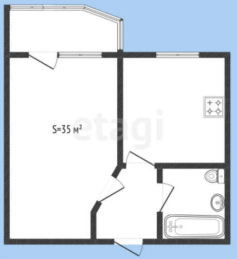 1-к квартира, 35м² (улица Красных Партизан, 1/4к19) - миниатюра 19